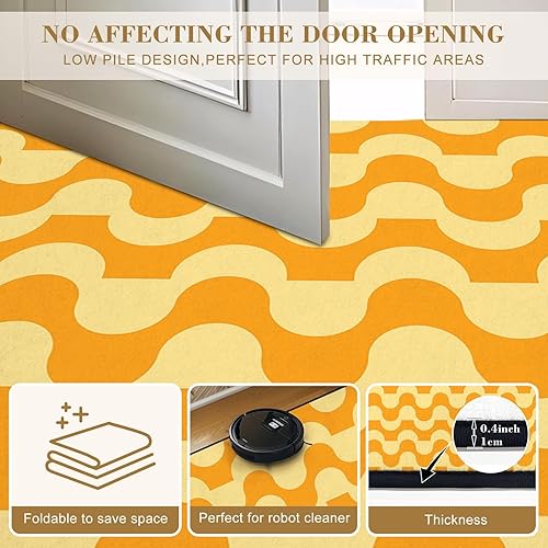 Miniatura 6 de 32"x 48" Orange Bathroom Rugs Washable Rug Entryway Rug 70 s Retro Boho 60s 70s Aesthetic Style Area Rugs Door Mat Welcome Mat Kitchen Mats for