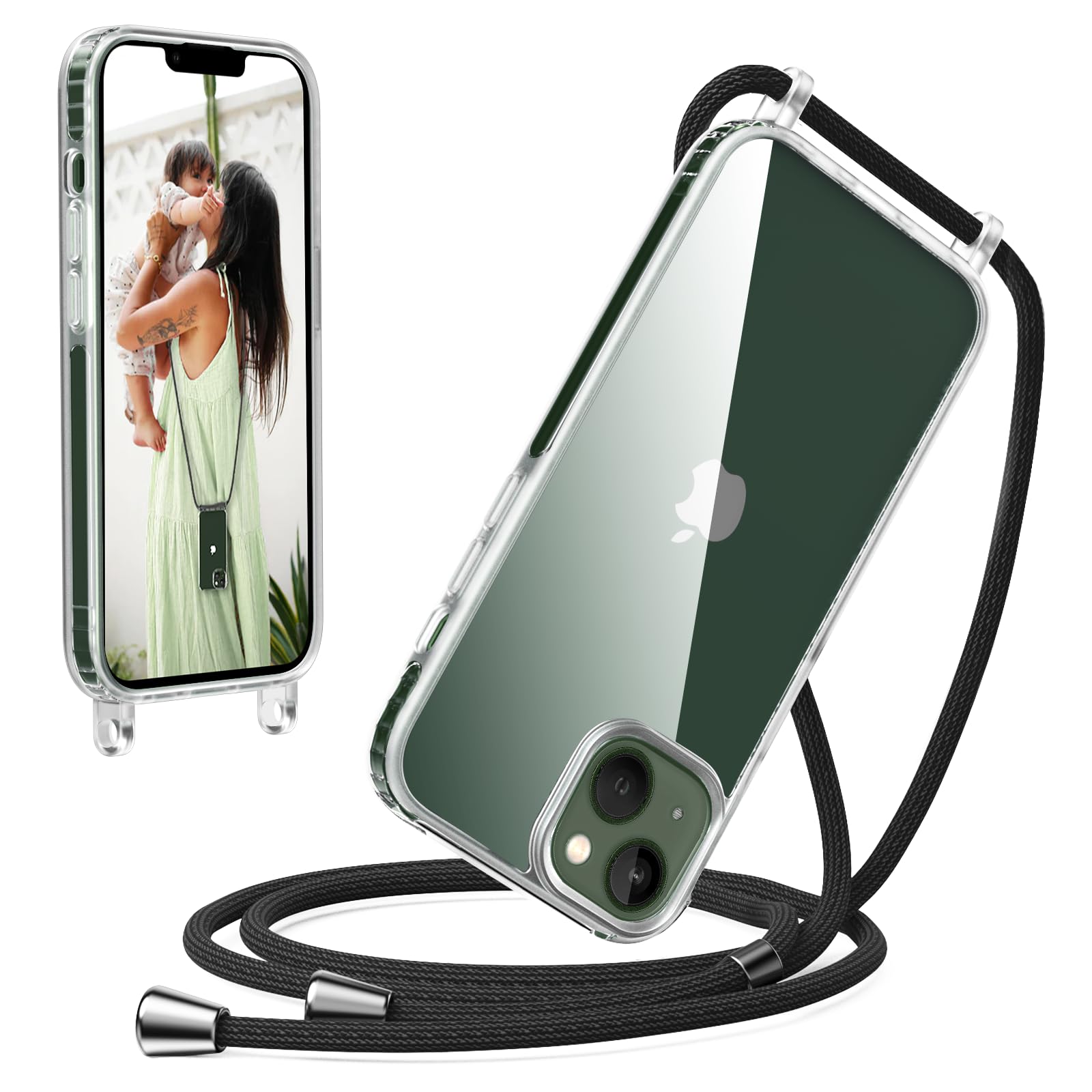 Custodia Hlle Per IPhone 13 Con Cordoncino Regolabile – Morbido Silicone TPU – Design Orso Nero – Pratica E Alla Moda - 4