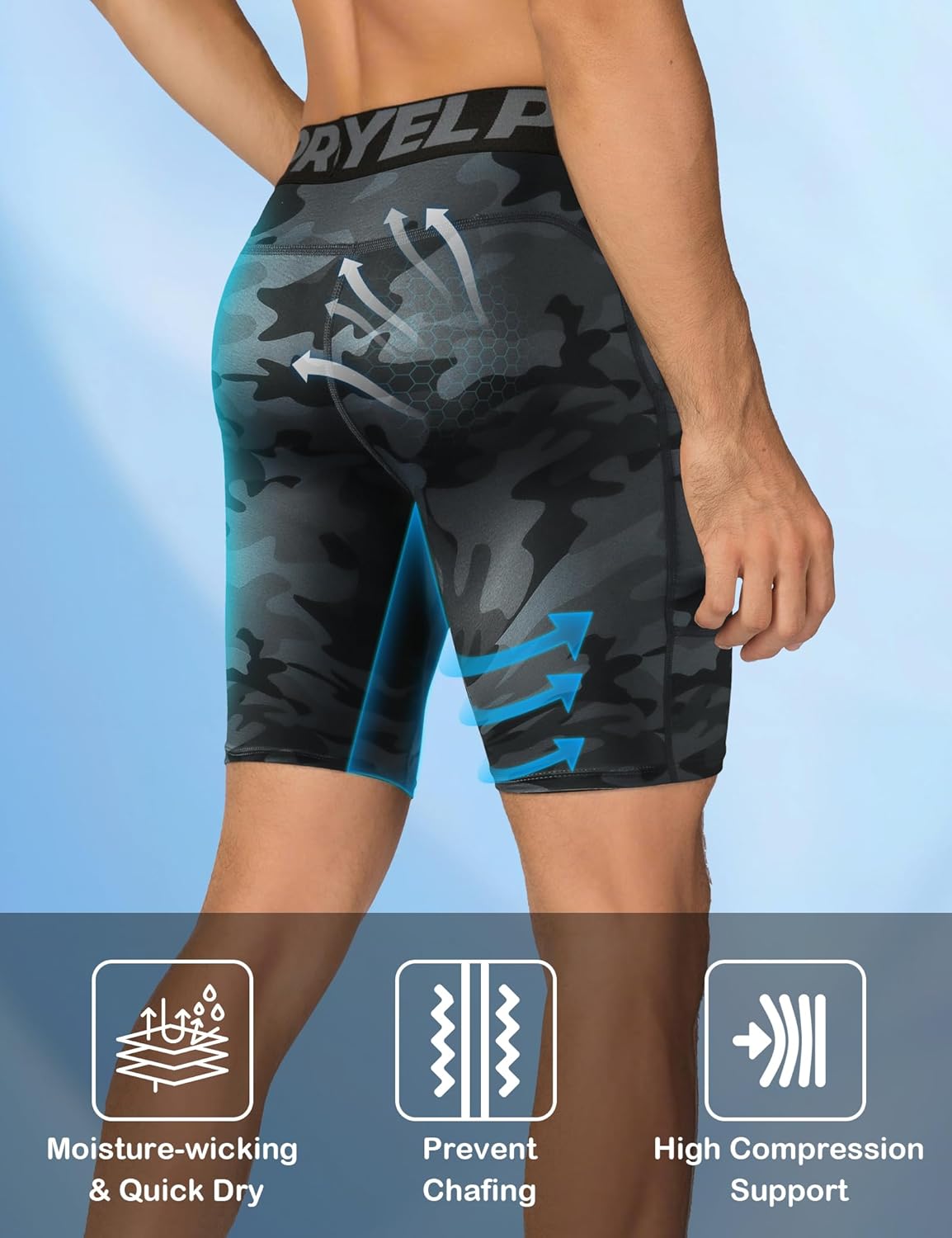 SPVISE Compression Shorts Men Spandex Sports Shorts Workout Running Gym Shorts Cool Dry Athletic Baselayer Underwear Pockets - Image 6