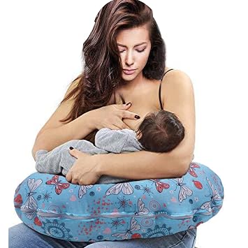 Kradyl Kroft 5in1 Baby Feeding Pillow with 100% Cotton Removable Cover | Breastfeeding Pillow | Nursing Pillow with Belt and Hoop (Motif)