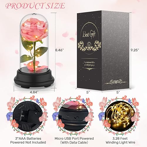 Miniatura 4 de Deluxsa Regalos de rosas para mujeres, regalos de San Valentín para ella, regalos de cumpleaños para mujeres, flores artificiales iluminadas