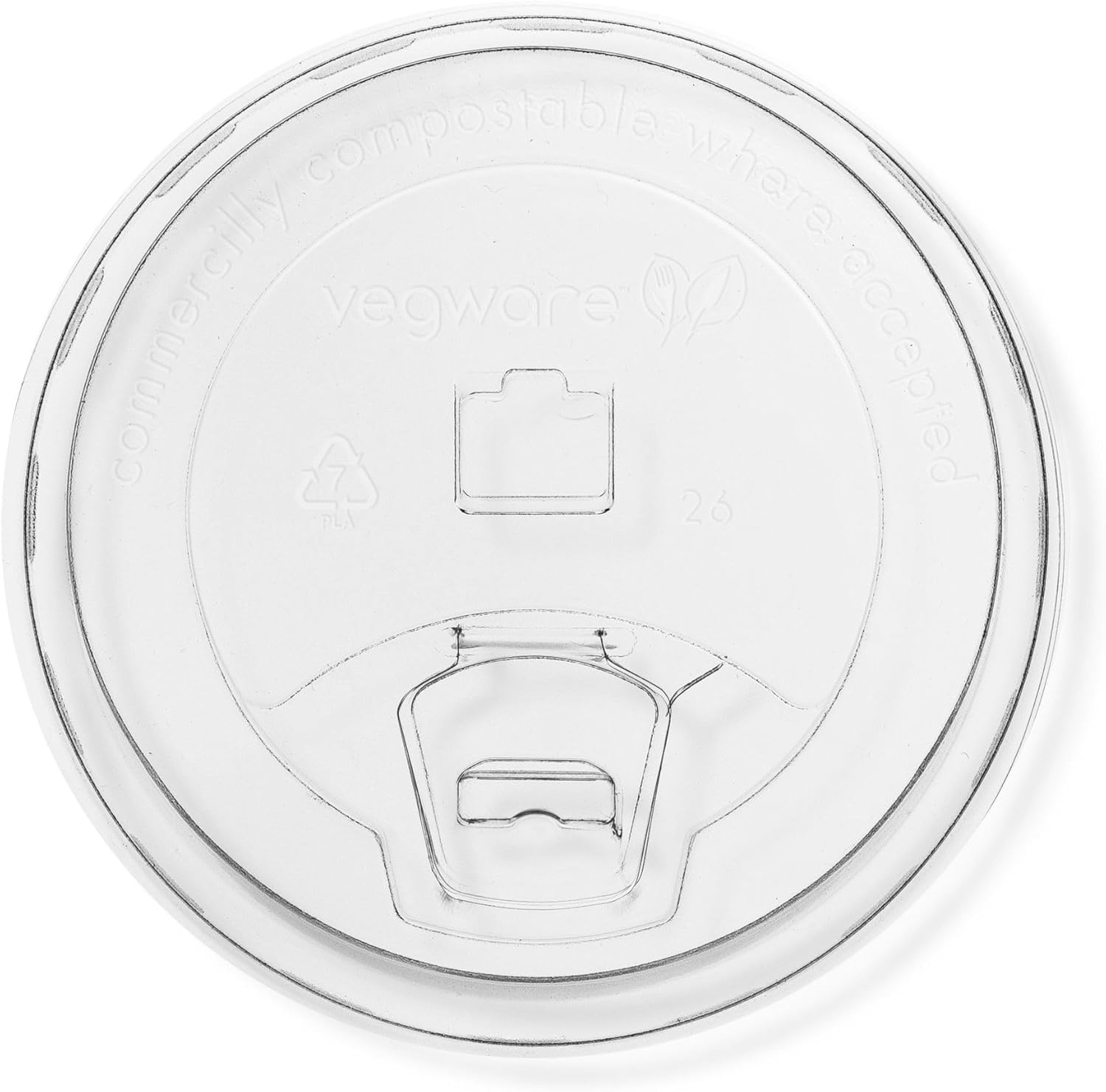 Vegware Compostable 96-Series Cold Cup Lids, Case of 1000, Clear Sipper lid, Made From PLA Renewable Plant Based Plastic, Clear For Visibility
