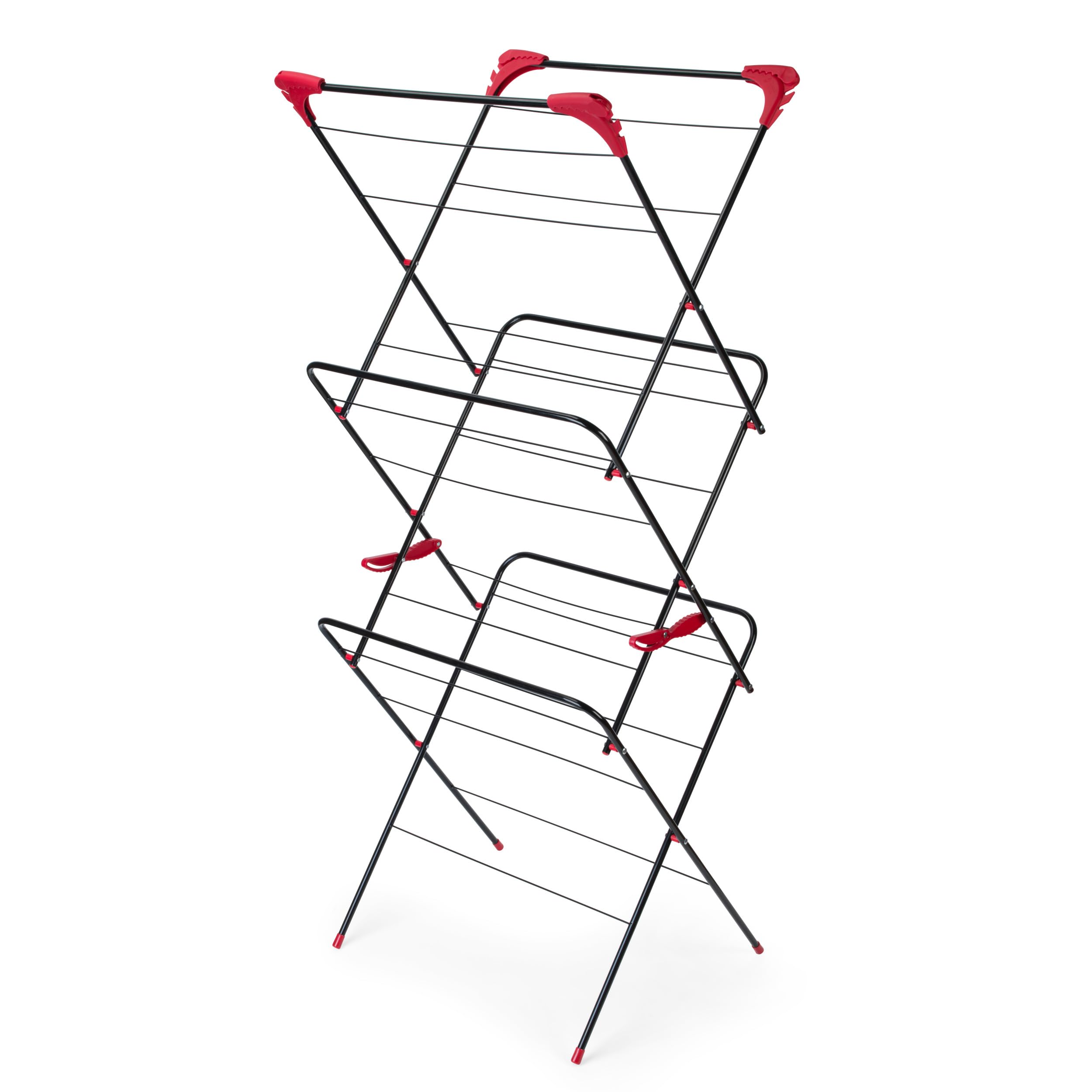 Russell HobbsLA073785EU 3 Tier Clothes Airer - Indoor Laundry Drying Rack, Foldable,15M Washing Line Drying Space, Fold Out Corner Hanger Hooks, 7kg Max Load, Portable Clothes Horse, Non-Slip Feet