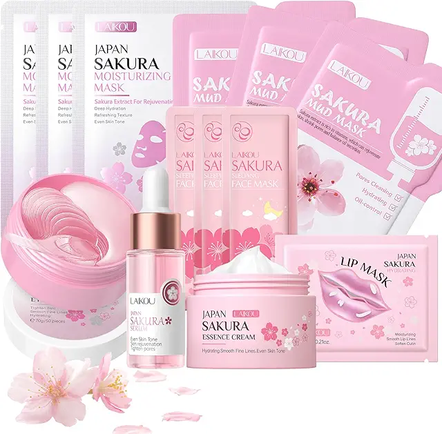 Laikou Sakura Skin Care Set - 13 Piece Hudvård Kit for Teen Girls