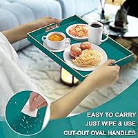 Vista 70 de MAONAME Bandeja de servir azul real con asas, bandeja decorativa rectangular, bandejas modernas para mesa de café, bandejas otomanas de plástico