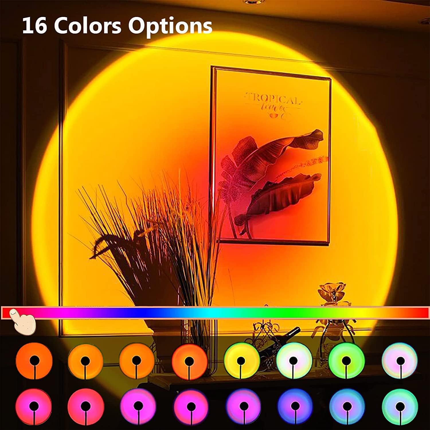LEBROMI Sunset Lamp, 16 Colors Sunset Lamp Projection with Remote,Night Light for Party Living Room Bedroom Decor，Sun Lamp Gifts for Women(8in)