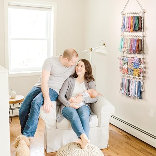 Miniatura 2 de POVETIRE Soporte para diadema organizador de lazos para el cabello para niñas, accesorios para el cabello de bebé, organizador de almacenamiento