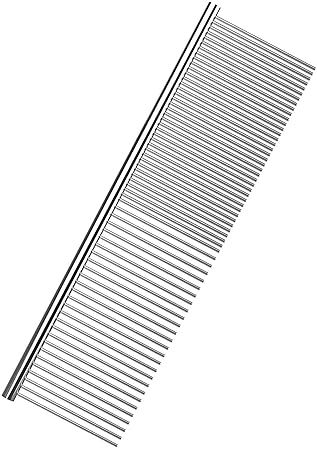 PetCeptual Stainless Steel Rounded Teeth Pet Hair Grooming Flat Comb for Dogs, Cats, Rabbits and Birds, Large