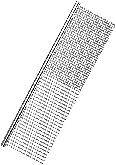 PetCeptual Stainless Steel Rounded Teeth Pet Hair Grooming Flat Comb for Dogs, Cats, Rabbits and Birds, Large