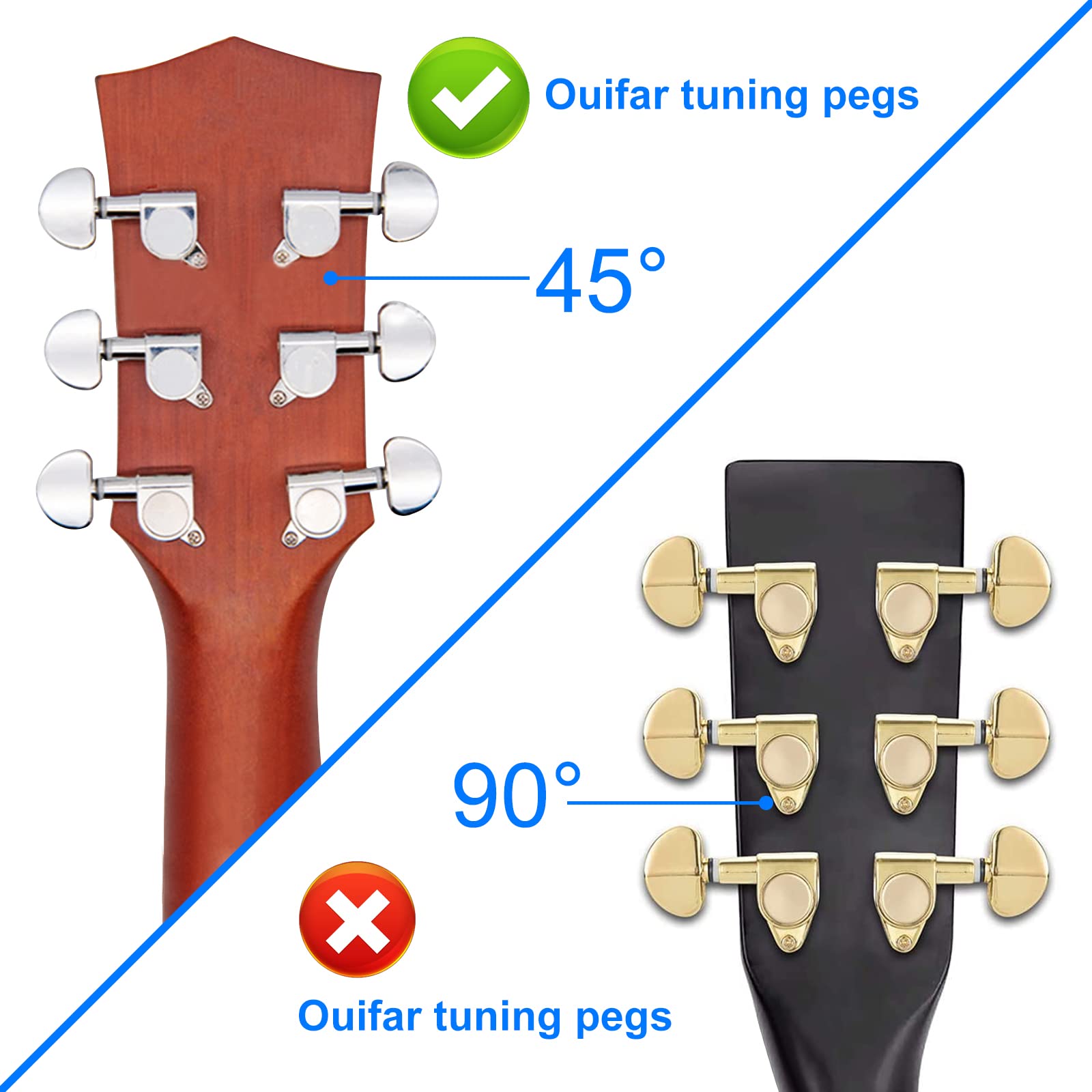 12 Pezzi Pioli Accordatura per Corde,3R 3L Meccaniche per chitarra Pioli di accordatura,Paletta Chitarra Meccanica,Accordare Pioli con Rondelle, Viti e Dadi,per Chitarra Elettrica o Acustica- Argento