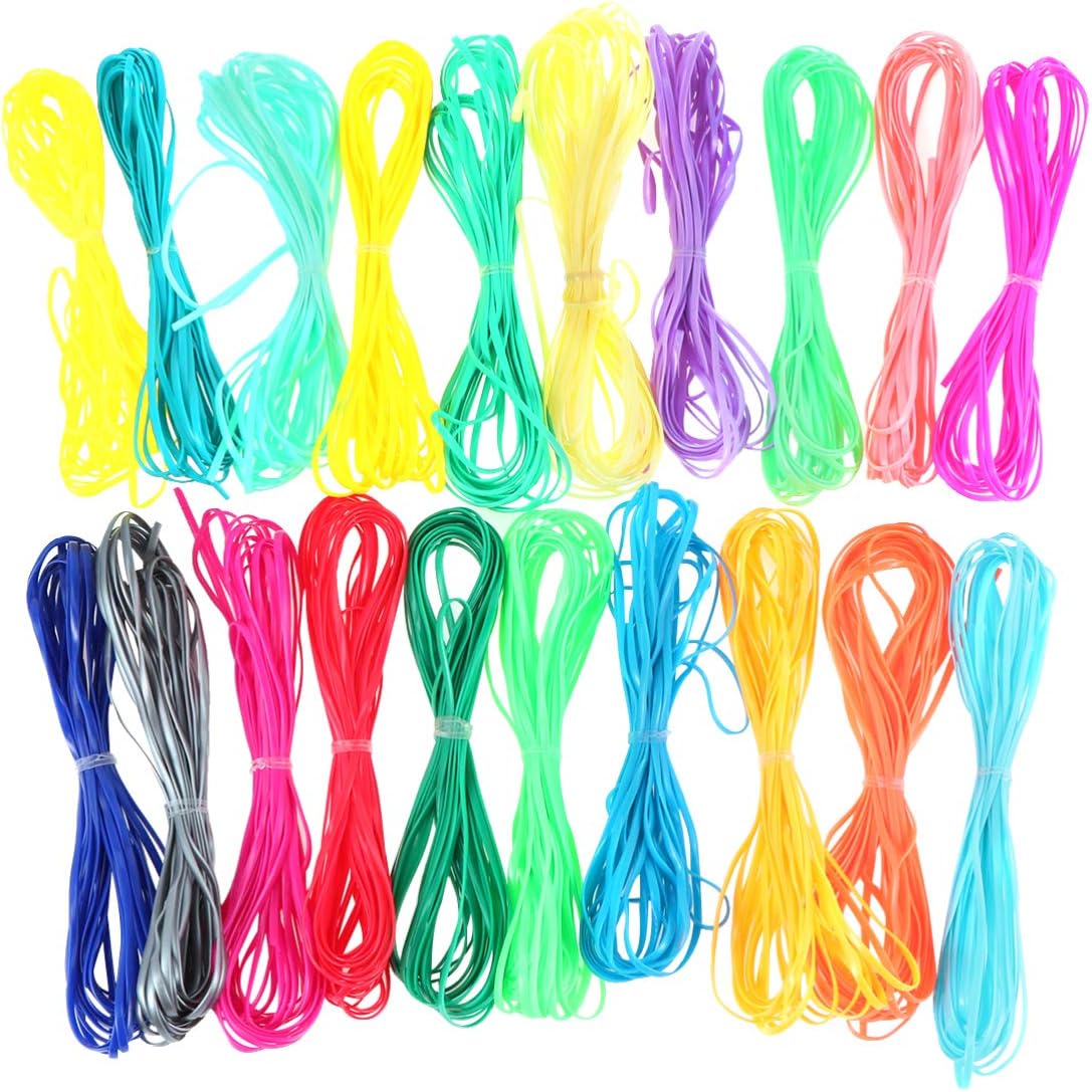 FALOME 20pcs Lanyard String Gimp String Plastic Lacing Cord for DIY Bracelets Scoubidou Jewelry Making Craft Supplies