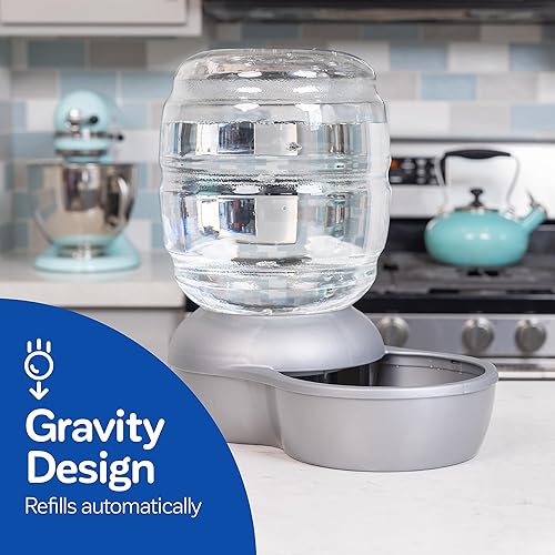 Miniatura 3 de Petmate Replendish - Bebedero por gravedad con Microban, para gatos y perros, 4 galones, plateado, fabricado en EE. UU., filtros de repuesto de