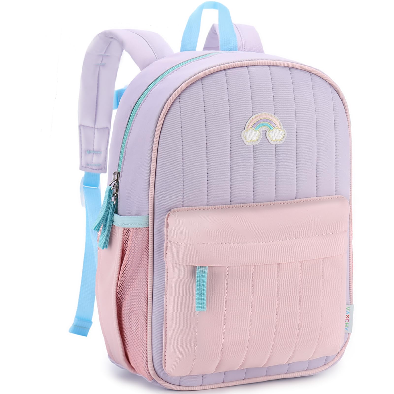 VASCHY Mochila niña 1-3 años 11 L Para Preescolar,Violeta&Rosa | Mochila escolar infantil,Cierre en el Pecho, Multibolsillos, Divisor Interior,Admite Documentos A4, Etiqueta Nombre Interior