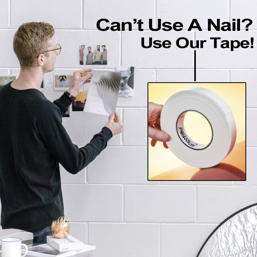 Gaffer Power Double Sided Mounting Tape| USA Made Quality | Removable | Foam Backing 1 in x 27 FT, 1/16 Thick