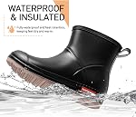 Bottes imperméables pour les femmes et les hommes, Bottes de pluie en caoutchouc anti-dérapante pour les dames avec semelles intérieures confortables, garder Chaussure chaude pour la pêche Jardinage Travail, Chaussures de bateau de cheville confort pour les femme