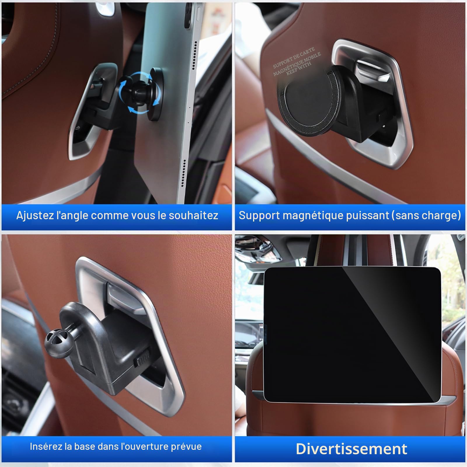 KUNGKIC Mag-Safe Support de tablette de voiture universel pour tablette BMW X3 X5 X6 I20 G05 G06 G45 G60 G61 G70 Mag-Safe Support de téléphone portable magnétique pour voiture - Support de téléphone