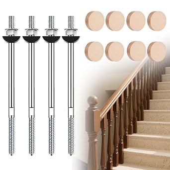 4 Set Newel Post Mounting Kit Heavy-Duty Fastener Anchors Securely to Wood or Concrete Floor, Professional Installation for Residential & Commercial Staircase