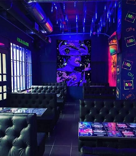 Miniatura 6 de Wegklazax Tapiz trippy genial con luz negra tapices estéticos UV lindo tapiz para colgar en la pared para dormitorio sala de estar morado 36 x 48