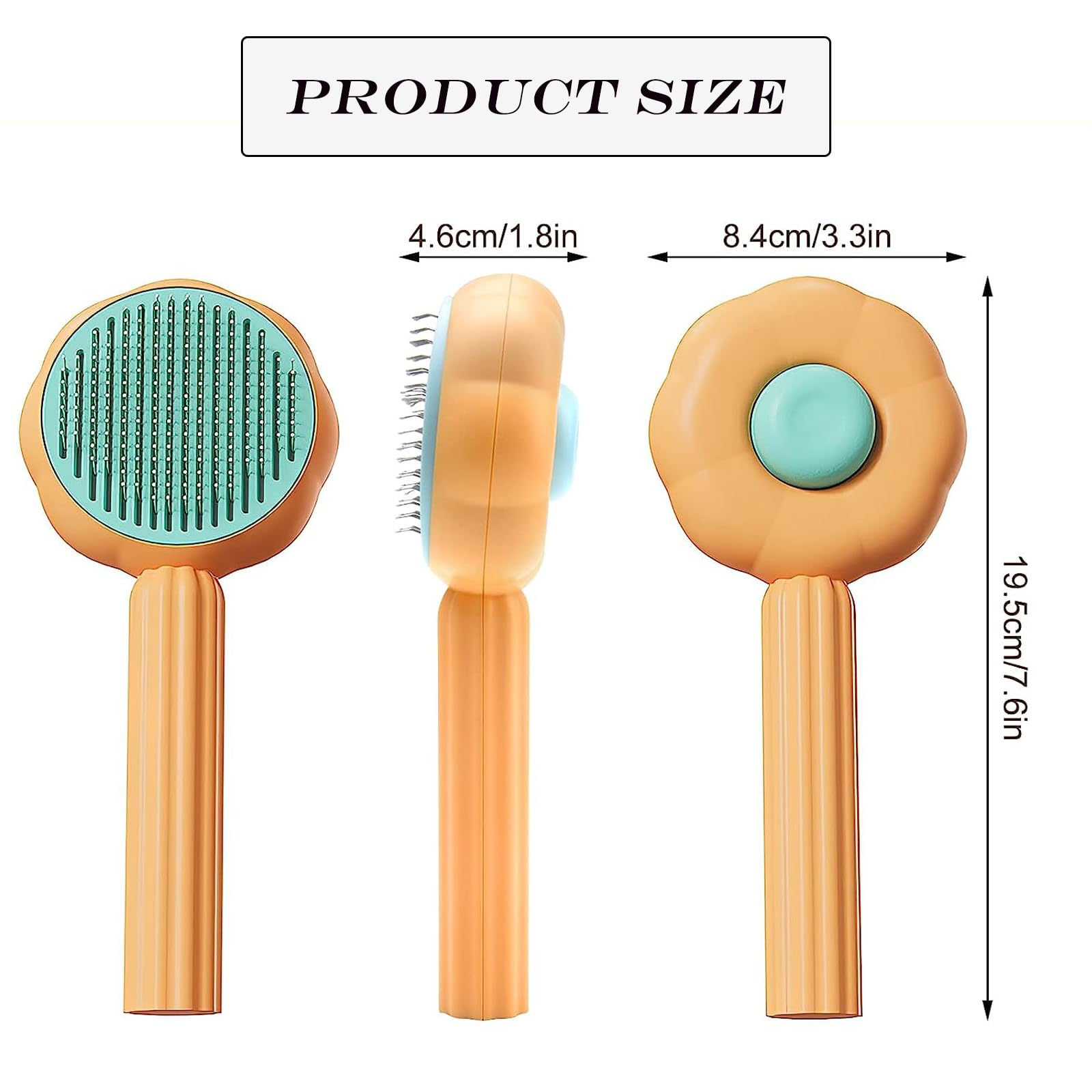Szczotka samoczyszcząca do depilacji, Clean Pet Hair with One Click, szczotka do czyszczenia sierści zwierząt domowych, szczotka dla kotów, nadaje się do krótkich, długich, kręconych włosów (pomarańczowa)