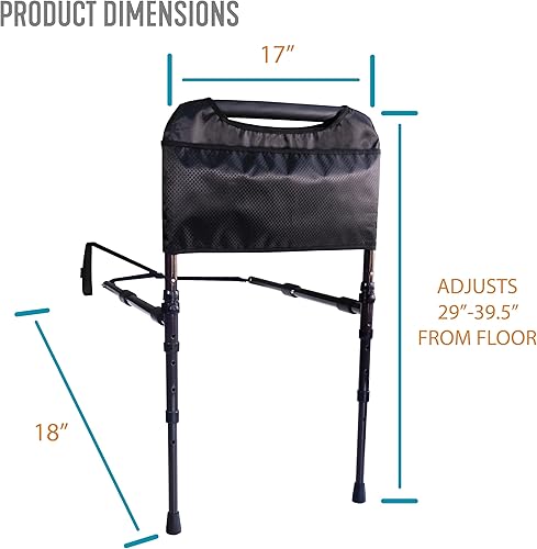 Miniatura 2 de Able Life - Barandilla de cama resistente, barra de cama ajustable con patas de apoyo para prevención de caídas, riel de mesita de noche con bolsa