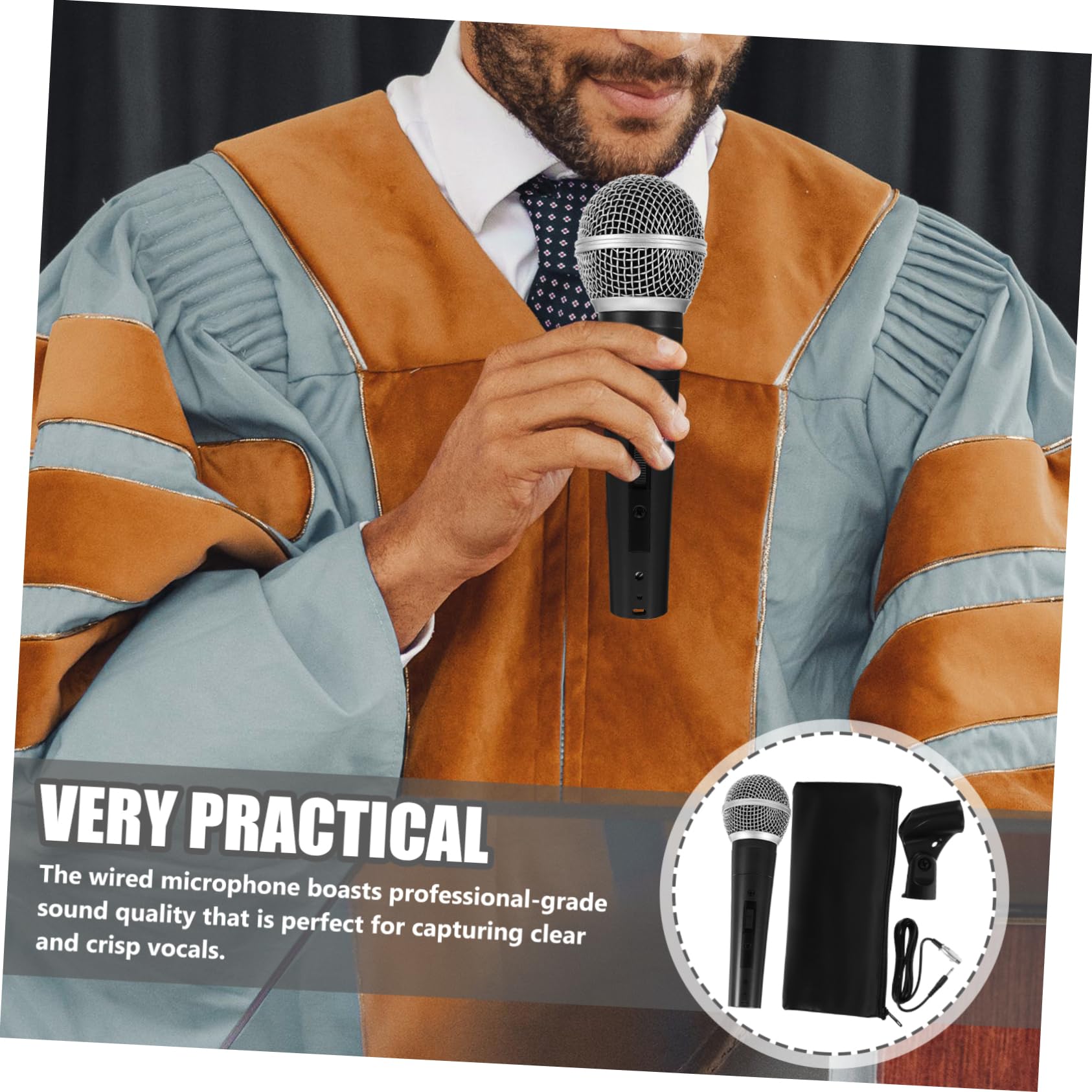 YARNOW Microfono Dinamico con Cavo Nero Microfono Professionale per Cantare e Registrare con Costruzione Resistente e Design Classico per Performance e Speaker