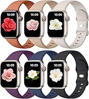 Vista 9 de Maledan Paquete de 6 correas compatibles con Apple Watch de 38mm 40mm 41mm 42mm 44mm 45mm 46mm 49mm, mujeres y hombres, correa deportiva de silicona