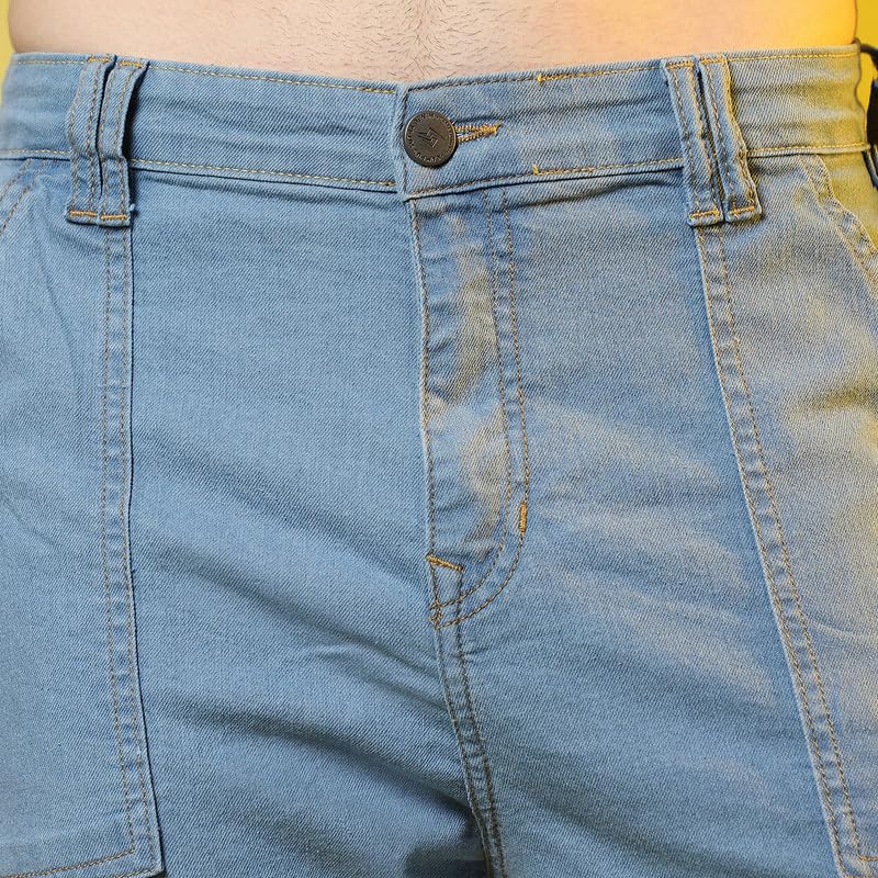 Image of CAHOOT Men's Denim Jeans Wear | Light-Wash | Button Closure | Regular Fit | Denim Jeans Crafted with Comfort Fit for Everyday Wear