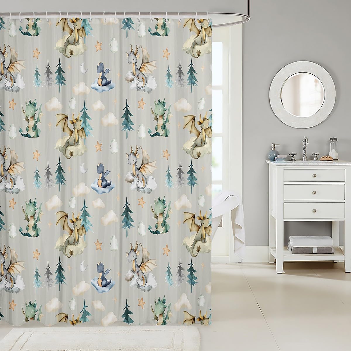 jejeloiu Dragon Bath Bathtubs Shower Curtain Bathroom 72" x72 Baby image 2