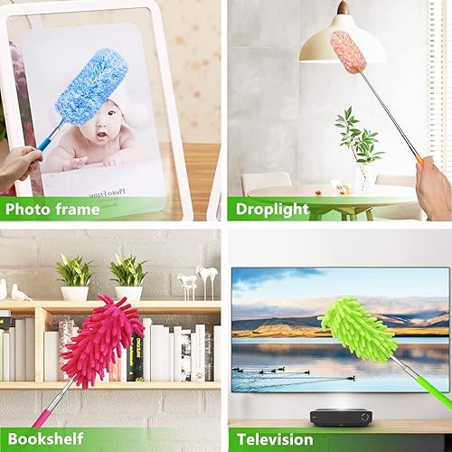 Miniatura 4 de 4 plumeros de microfibra extensibles y lavables, de 13 a 30 pulgadas, herramienta de limpieza de microfibra, pequeños plumeros para limpieza de