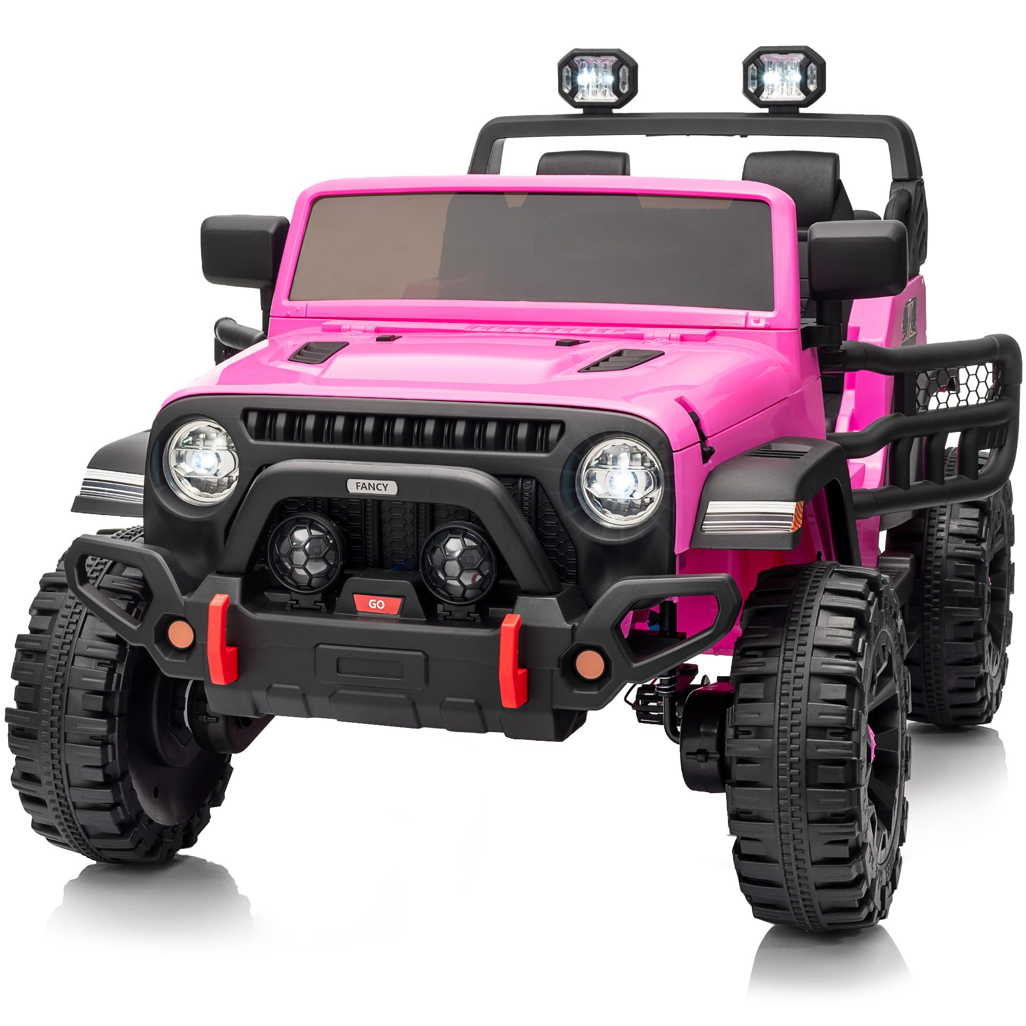 2-Seater Ride on Truck Car for Kids, 12V Electric Truck Car for Boys Age 3-8 w/Remote Control, Bluetooth, Capacity 150lbs - Pink