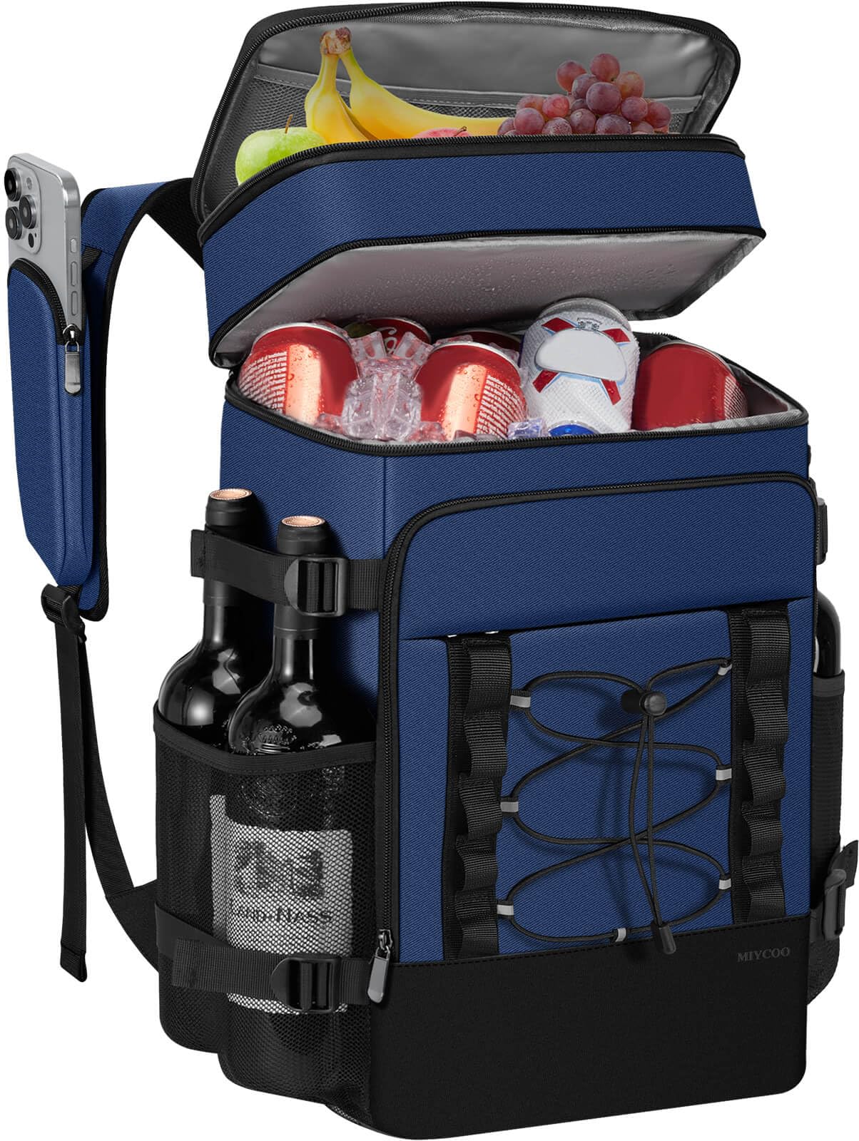 MIYCOO Zaino termico per uomo e donna, 2 scomparti a prova di perdite, 40 lattine | Zaino termico con cinghie per vino, apribottiglie per spiaggia, viaggi, picnic, pranzo, escursionismo, barbecue, campeggio