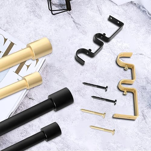 Miniatura 9 de TANGWIN Barras de cortina dobles negras para ventanas de 72 a 144 pulgadas barra de cortina doble telescópica ajustable para dormitorio, sala de