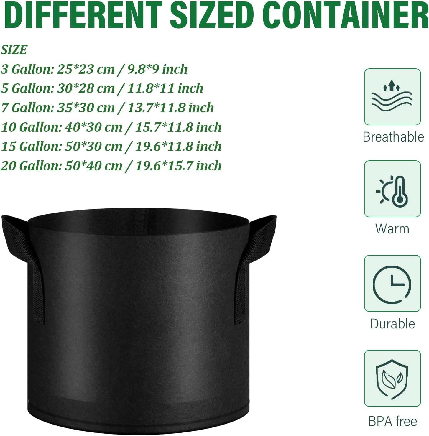 12 Pack Grow Bags 15 Gallon, 300G Heavy Duty Thickened Non-Woven Plant Bag Plant Fabric Pots with Handles Planting Bags, Pot for Plants