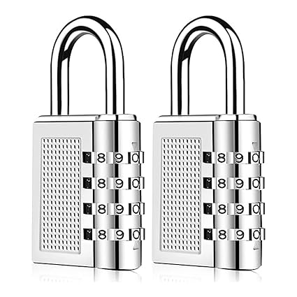 Tekzie Combination Resettable Padlock - 4 Digit Combination Small Lock for Gym, Sports, School, Employee Locker, Outdoor, Fence, Hasp and Storage Padlock (Silver)