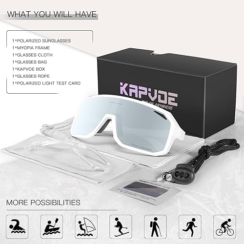 Miniatura 6 de KAPVOE Gafas de sol polarizadas para ciclismo, deportes, protección UV400, para correr, pescar, conducir, béisbol, para hombres y mujeres