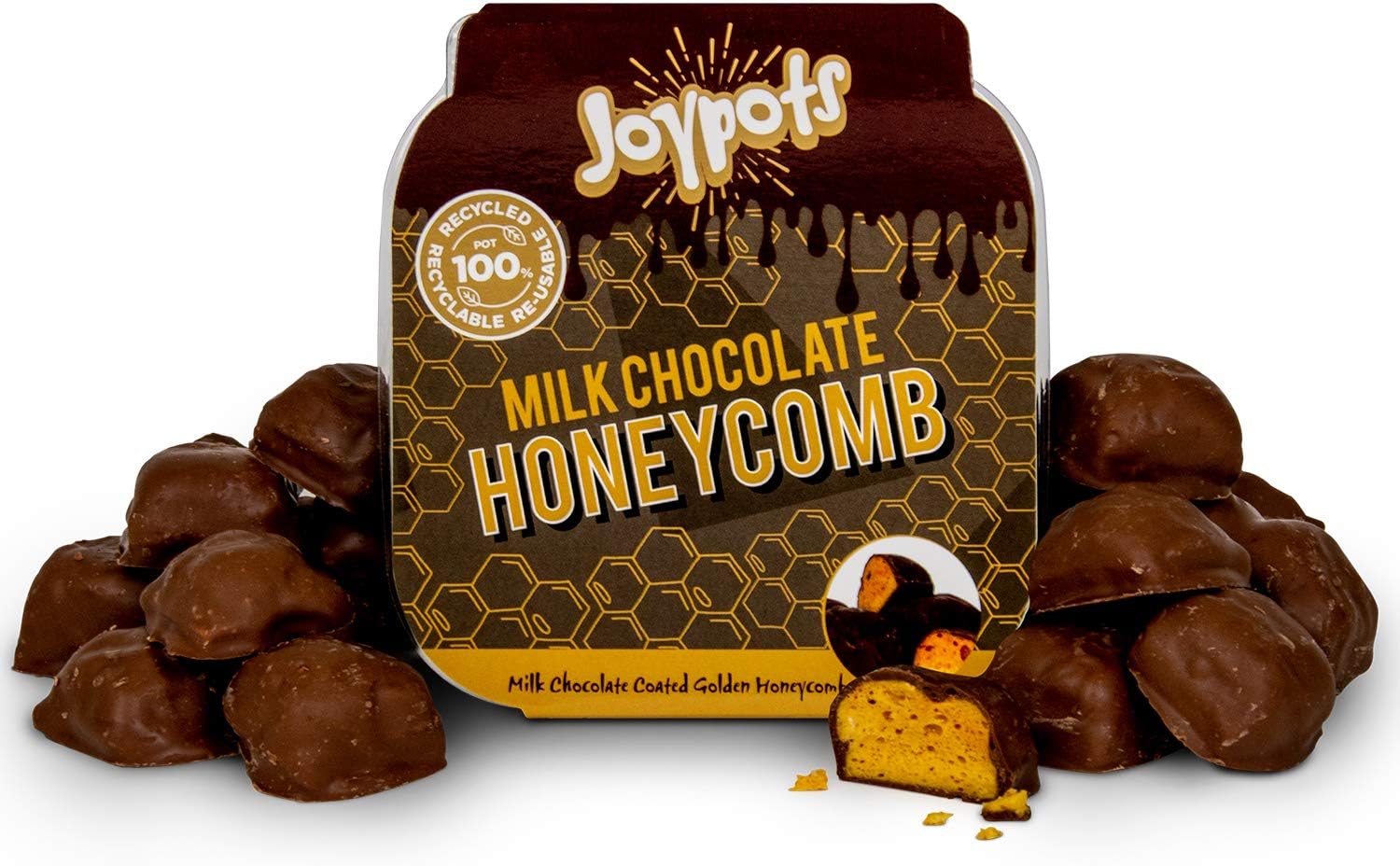 Joypots Milk Chocolate Honeycomb. 1x 200g Tub. Gluten Free, Vegetarian