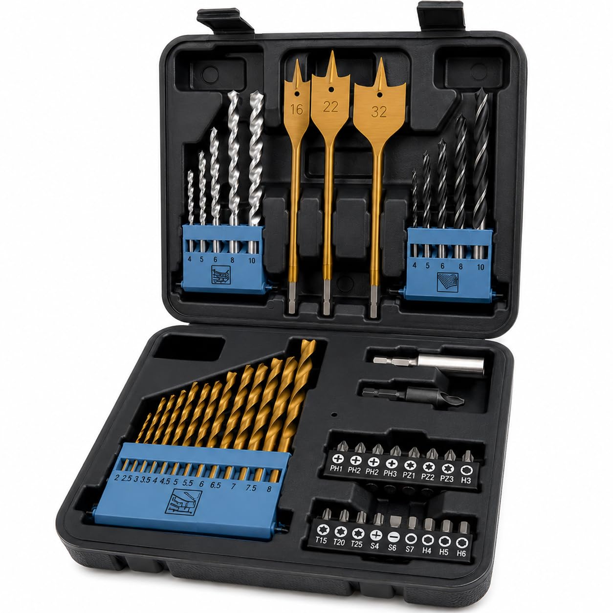Lumberjack 46pc Drill Bit Set with Wood, Metal, Masonry & Screwdriver Bits | Wood Bits, Metal Bits, Masonry Bits, Screwdriver Bits