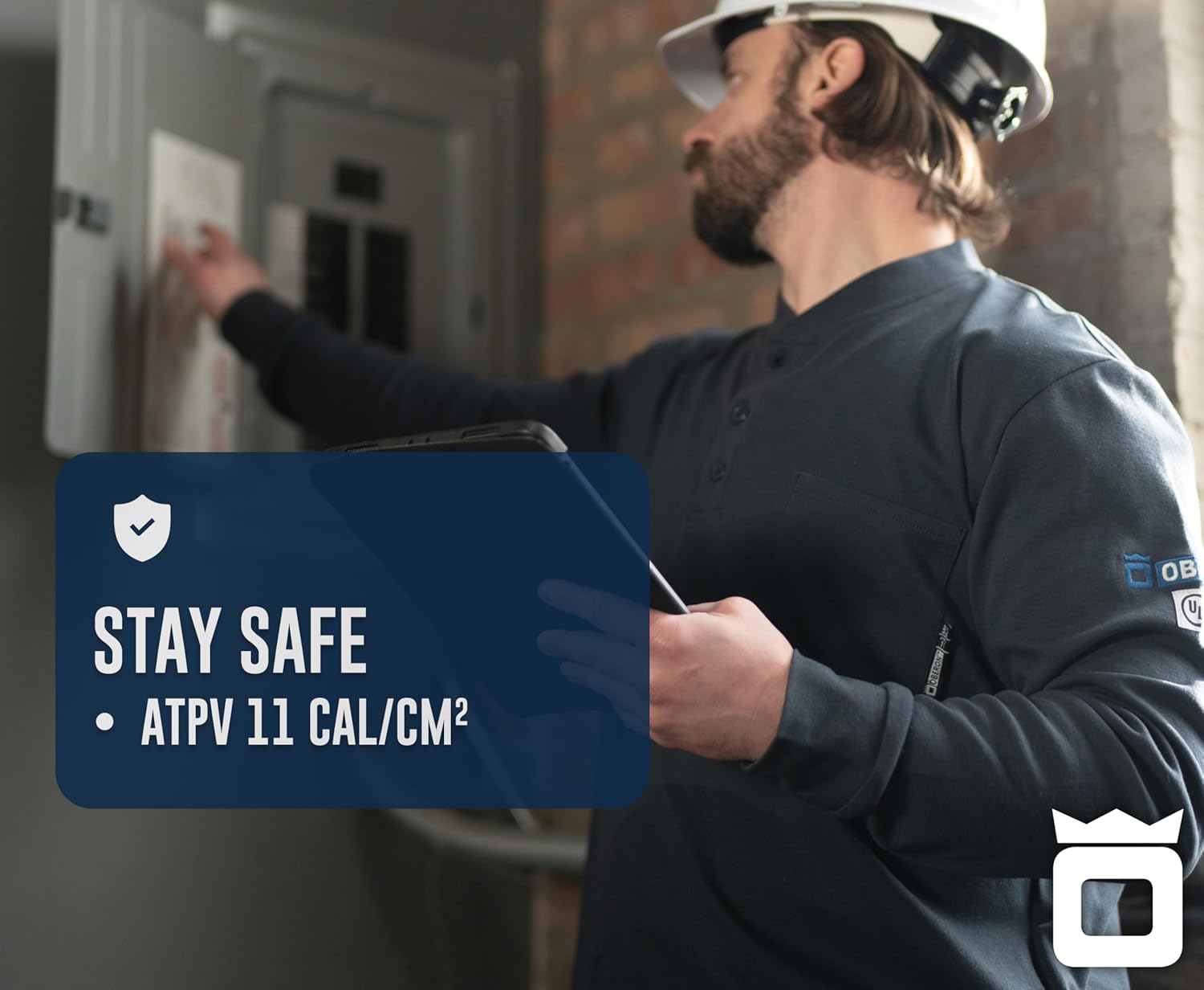 Oberon FR Arc Rated Safety Shirt For Men - Cotton Henley - Flame Resistant - 11 Cal - Pocket - Navy - Image 4