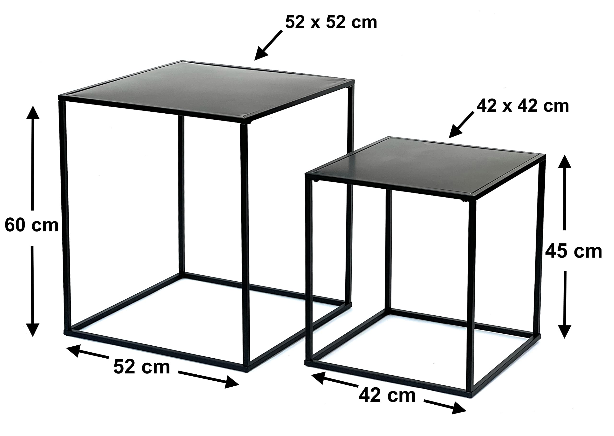 DanDiBo 96252 - Set di 2 tavolini da salotto in metallo, 52 cm e 42 cm