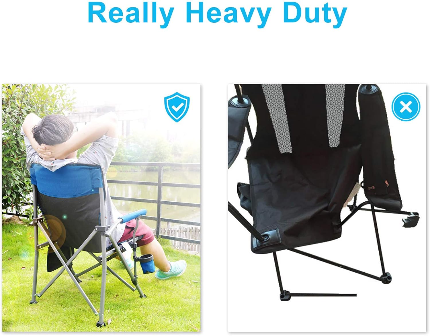 Camping Chair for Adults,Portable Folding Lawn Chair for Outside,Heavy Duty Camping Chair Support up to 330lbs,Collapsible Outdoor Chair with Cup Holder(Grey)