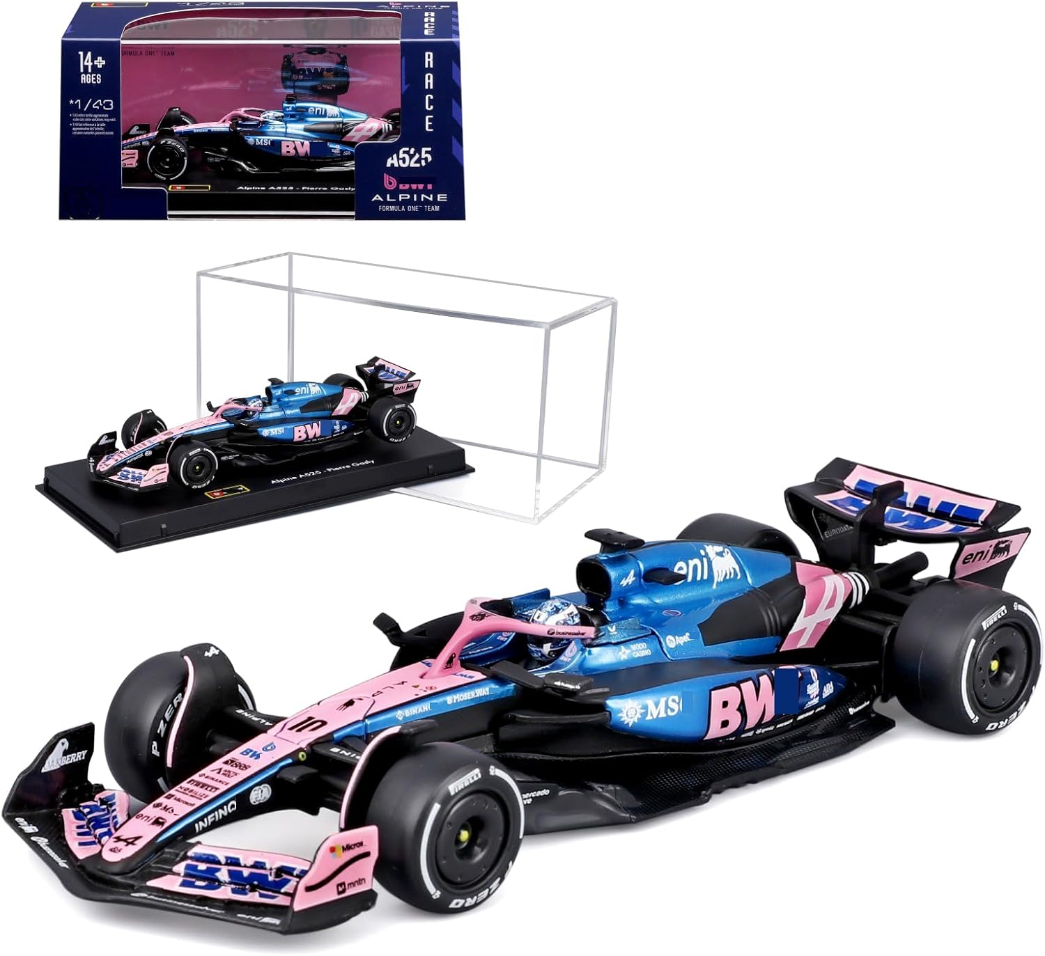 HTLNUZD New 2025 1/43 F1 A525#10 Racing Adult Formula One Car Static Simulation Diecast Alloy Model Car (Premium Gift Box Edition)