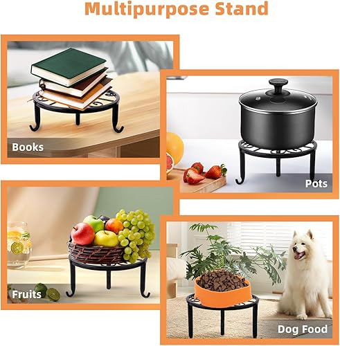 Miniatura 6 de Paquete de 6 soportes de metal para plantas, resistentes para múltiples plantas, estante para macetas antioxidantes al aire libre, soporte redondo