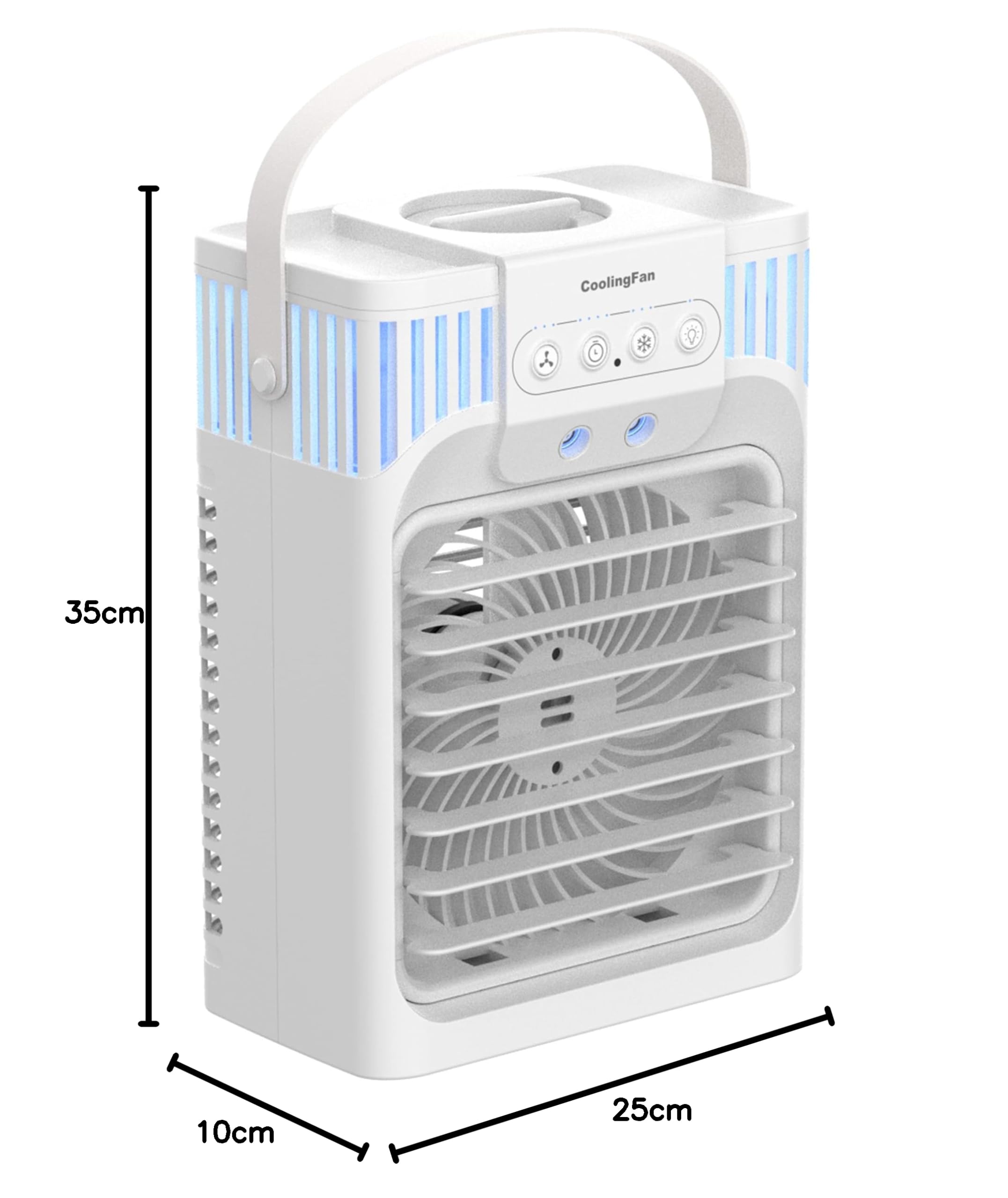 Przenośny klimatyzer 4 w 1, mini klimator, osobisty, mobilny, kompaktowy, ewaporacyjny, nawilżacz powietrza, 3 prędkości nawiewu, wentylator biurkowy, do akademika, biura, na zewnątrz