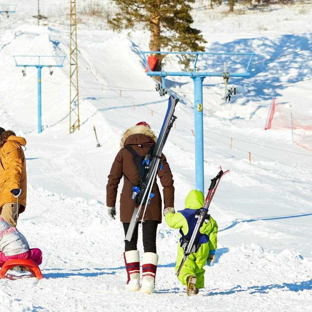 Wantalis - Skiback Kid - Un Produit révolutionnaire pour Porter Vos Skis en libérant Vos Mains - Bretelles adaptables et réglables - Taille Enfant 1m30 Maxi