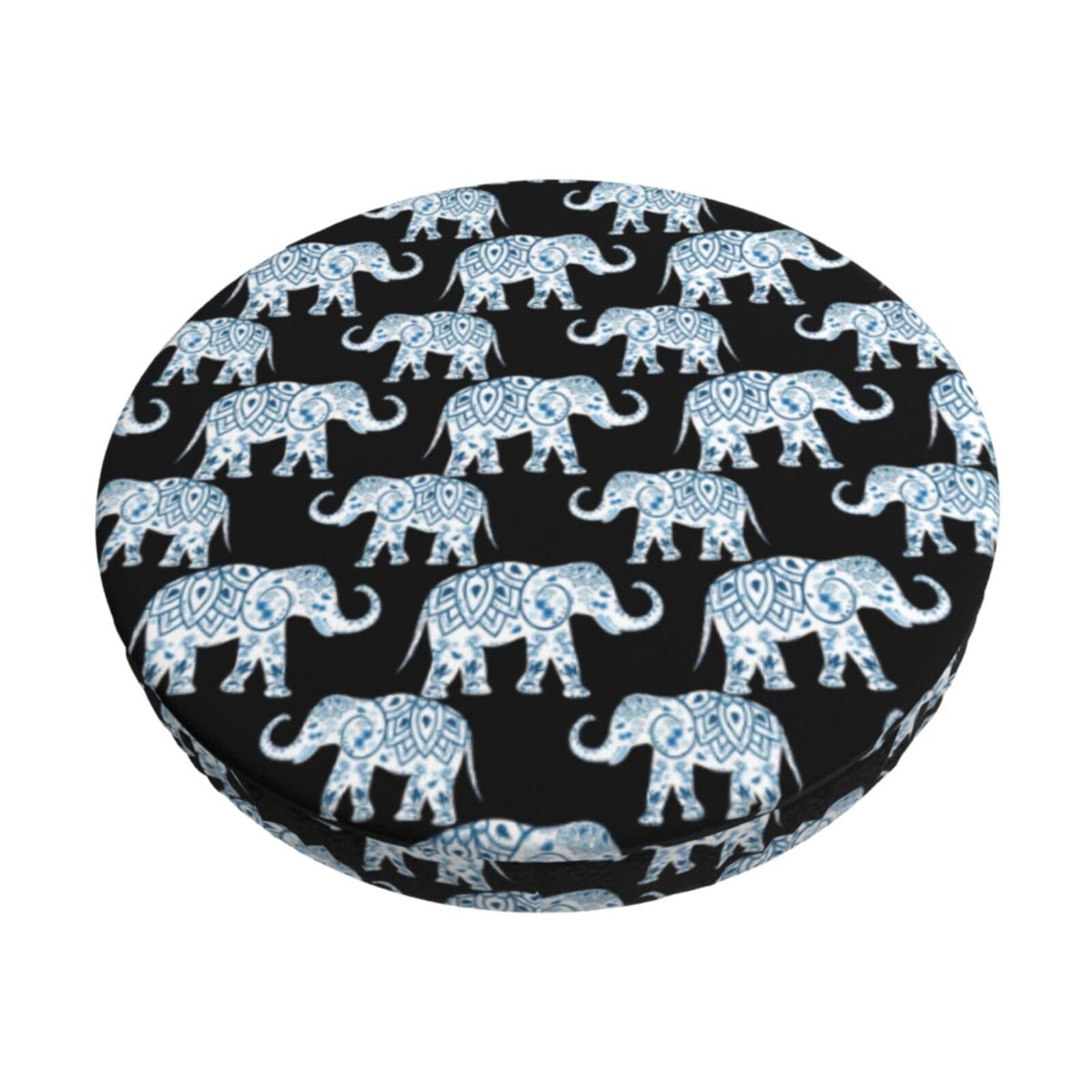 ACVnbm Elephant Print Round Bar Chair Cushion Cover, Elastic Chair Protector For Kitchen Bar Dining