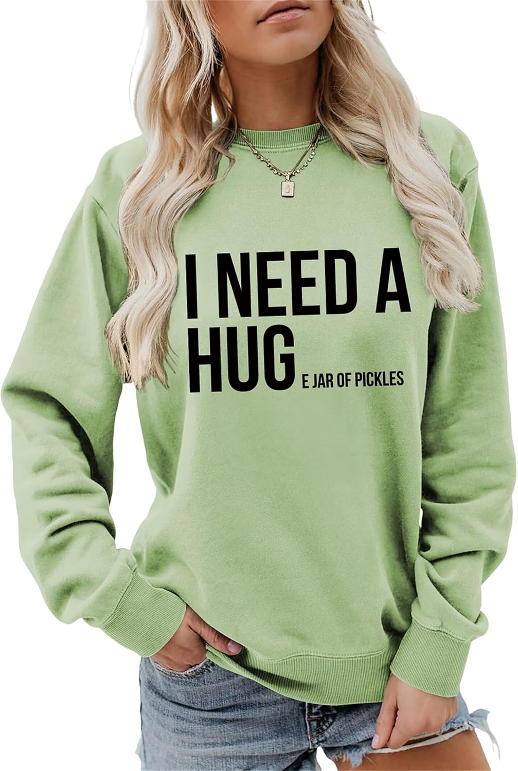 Pickles Shirt for Women Pickles Jar Sarcastic Crewneck Sweatshirt Pickle Lover Graphic Vintage Pullover Fall Tops
