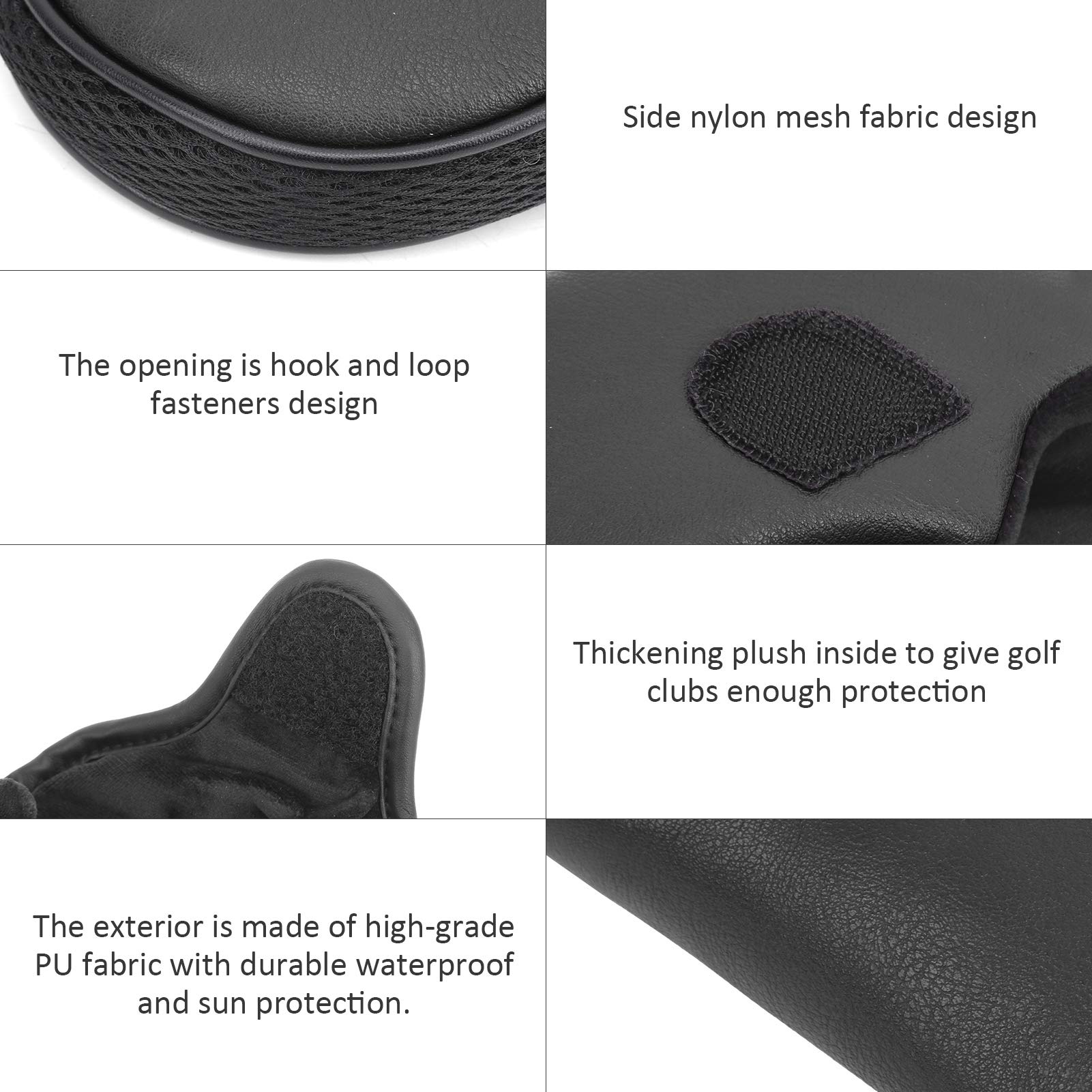 Alomejor Golf Putter pokrowiec na głowę wodoodporny PU skóra golfa putter ochronne pokrowce z nylonową siatką półkole golfa putter osłona