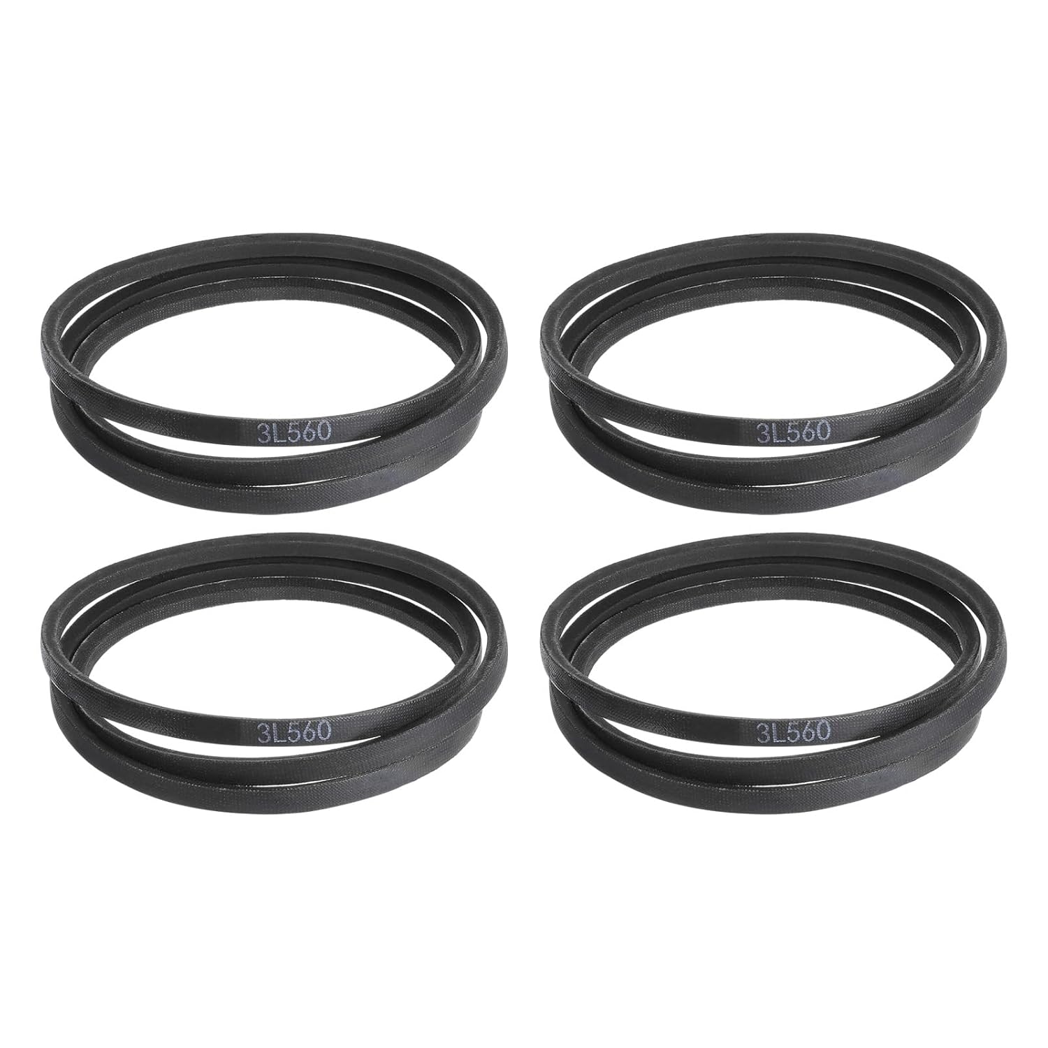 uxcell 4 Pcs 3L560 Classic Wrapped Rubber V-Belt, 56"(1422mm) Outside Circumference, 3L Profile V Belt 3/8" Width 7/32" Height