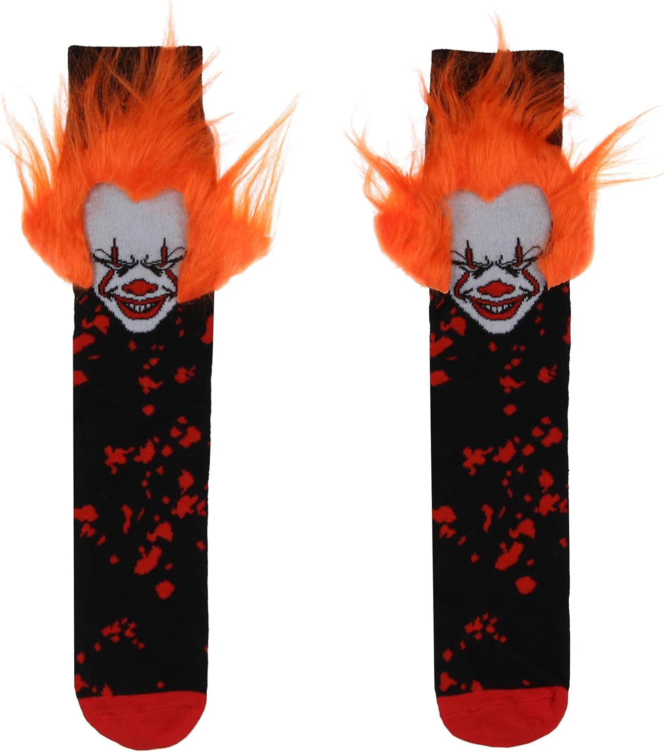 Bioworld IT Pennywise The Clown Fuzzy Hair Character Design Horror Film Men's Crew Socks 1 Pair - Image 4