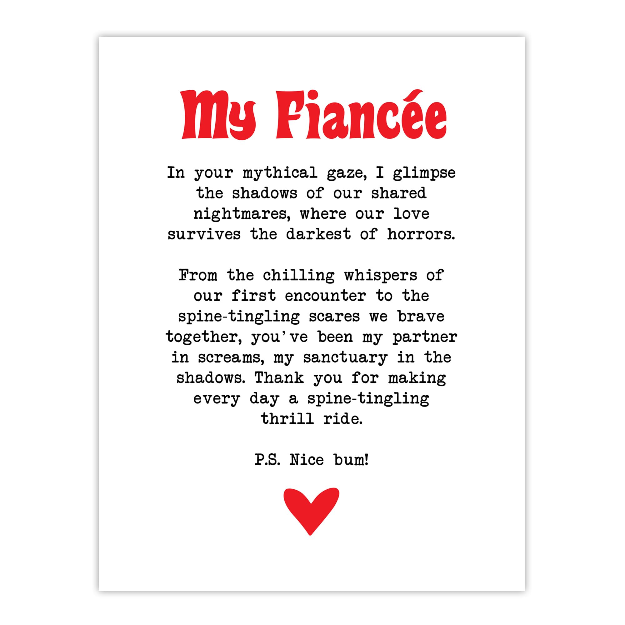 Artery8 Love Poem Horror Fan Fiancée Romantic Poetry Fun Bedroom Extra Large XL Wall Art Poster Print